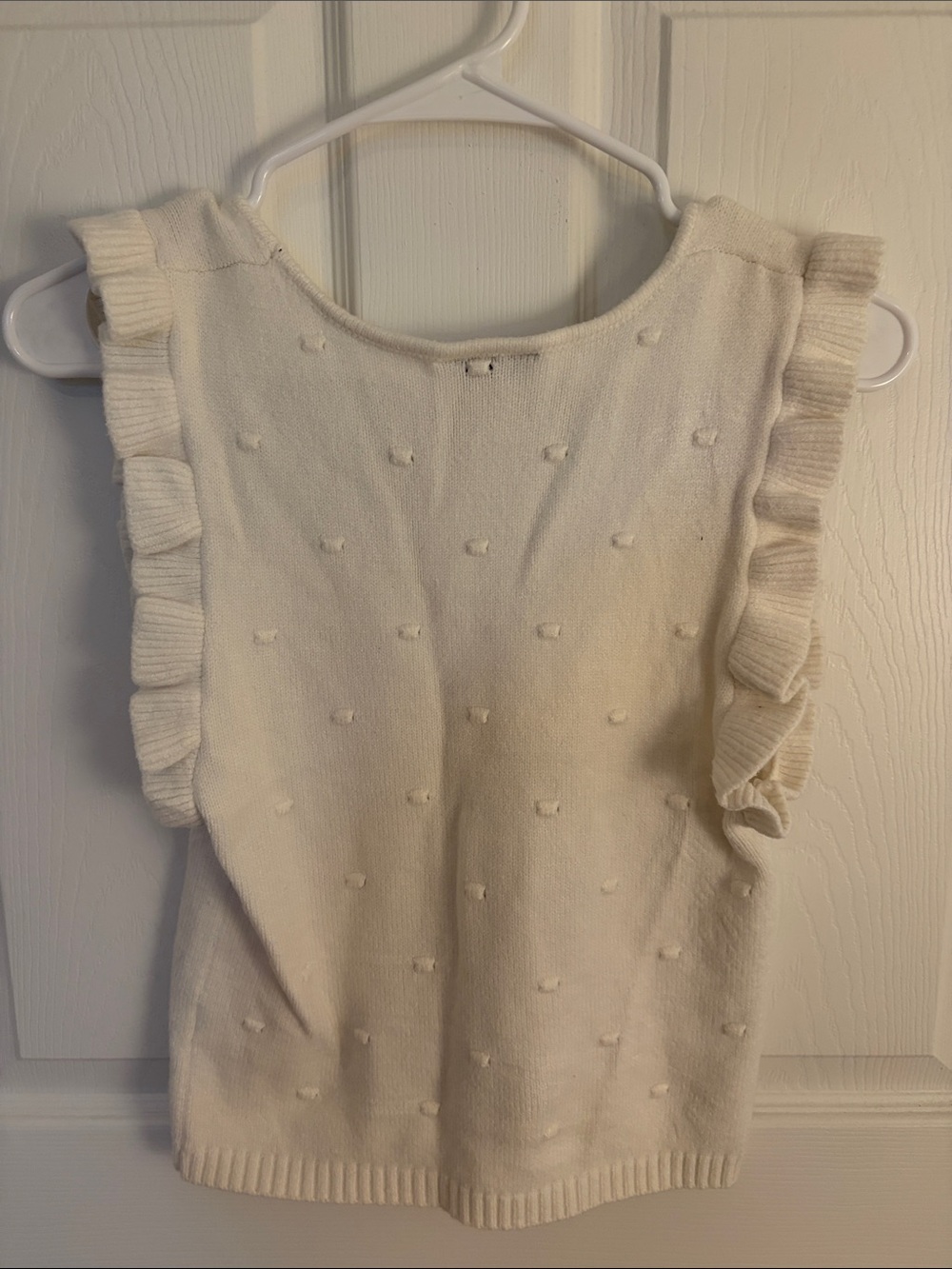 Fable Cream Textured Ruffle-Shoulder Knit Tank - Picture 4 of 4